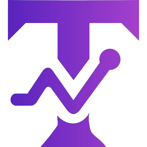 Лого на компанията Testograph с минималистичен дизайн и акцент в лилаво.